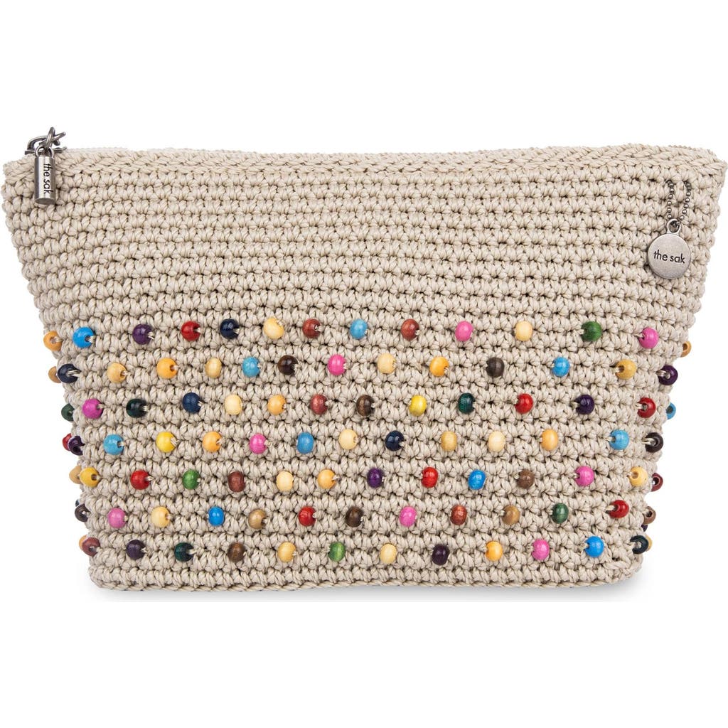 The Sak Essential Medium Pouch In Ecru Multi Bead
