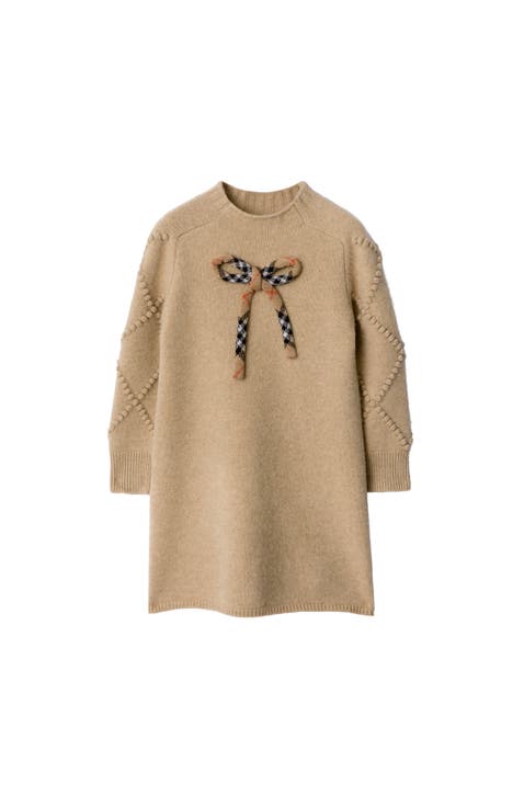 Check Bow Wool Cashmere Dress