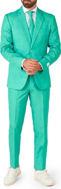 OppoSuits Trendy Turquoise Slim Fit Two-Piece Suit & Tie Set