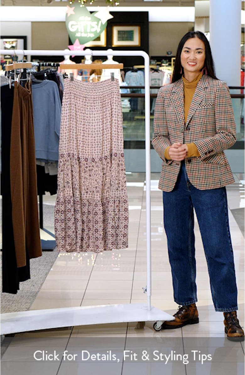 Woodstock Floral Print Tiered Maxi Skirt, sales video thumbnail