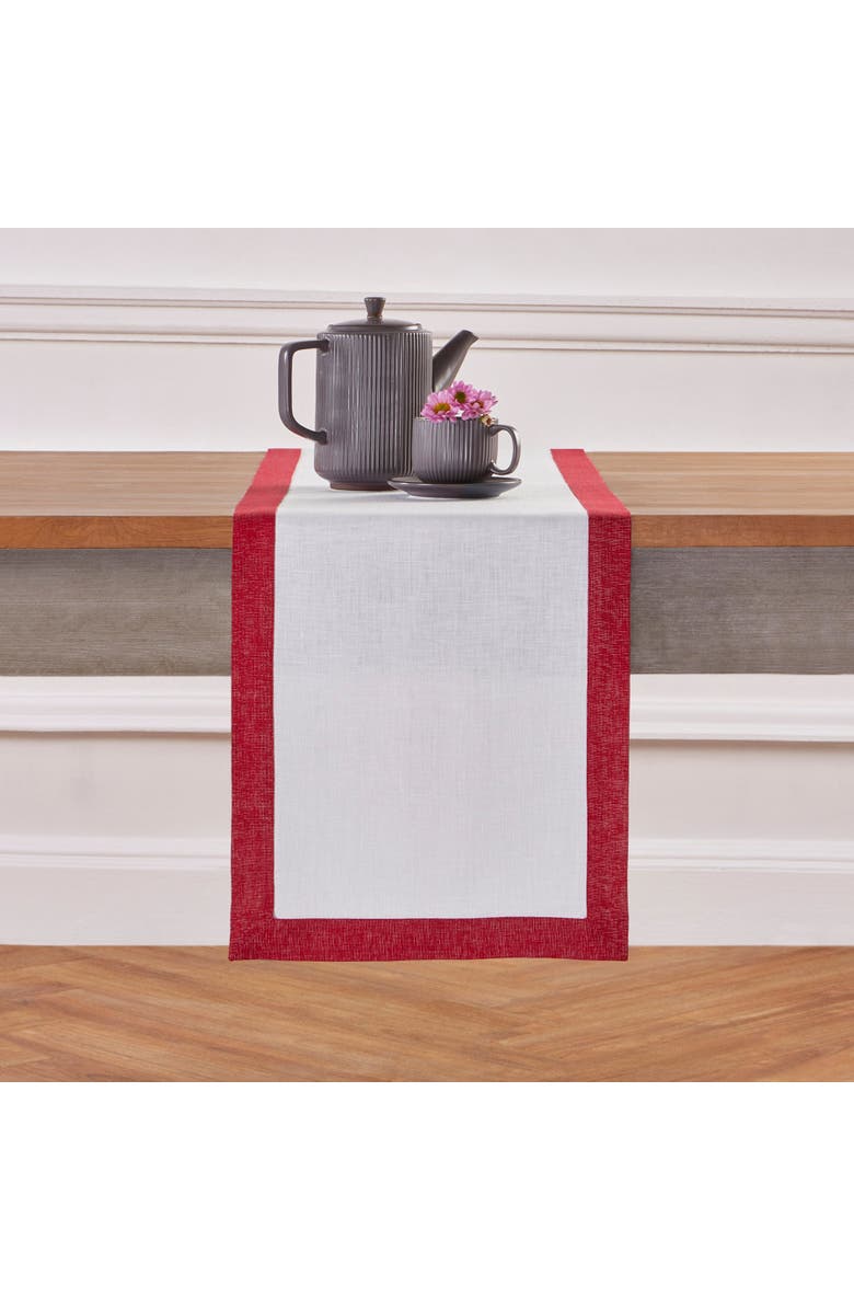 Solino Home Linen Table Runner for Dining Table, Holiday and Everyday Table Decor - Festive Edge, Alternate, color, 