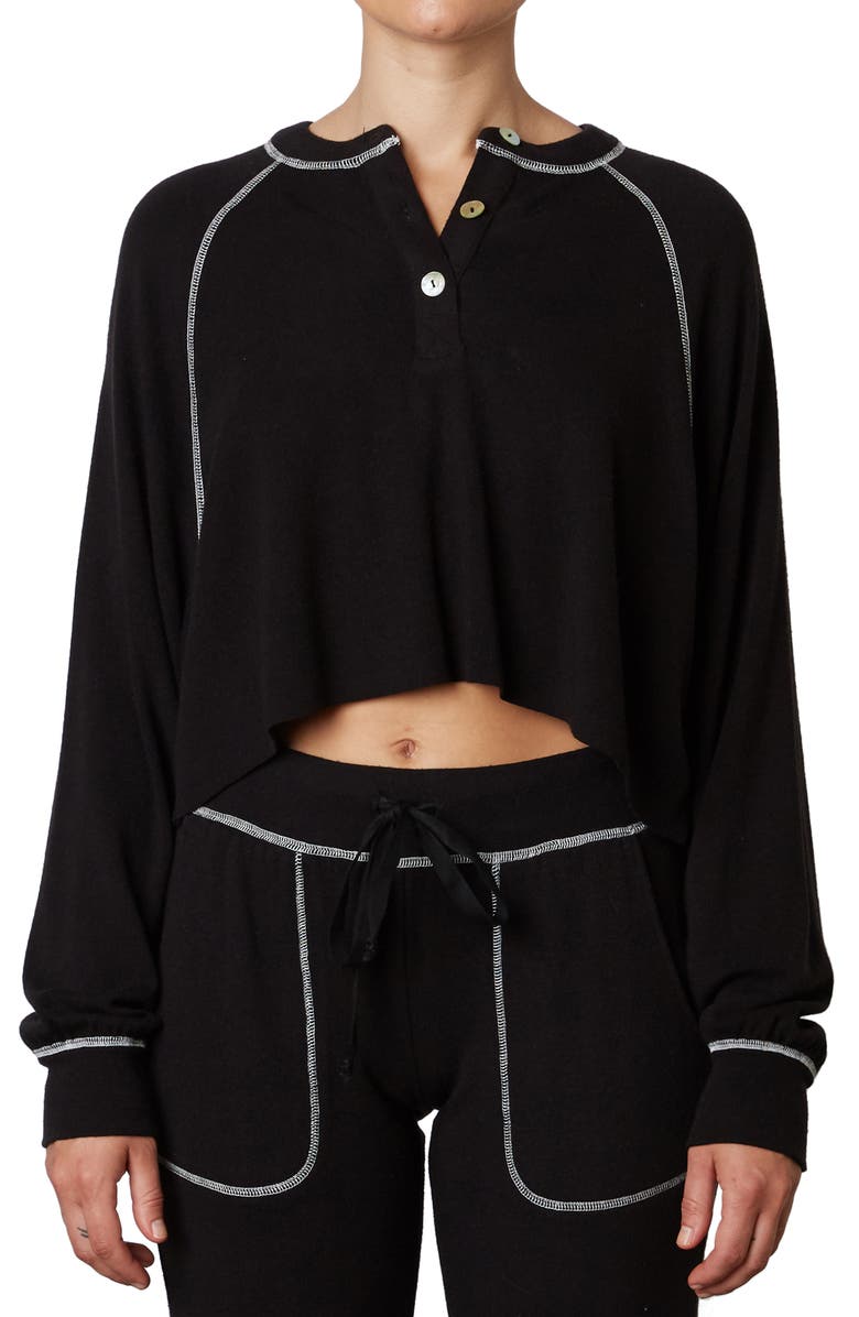 Nia Contrast Stitch Henley Top, Main, color, 