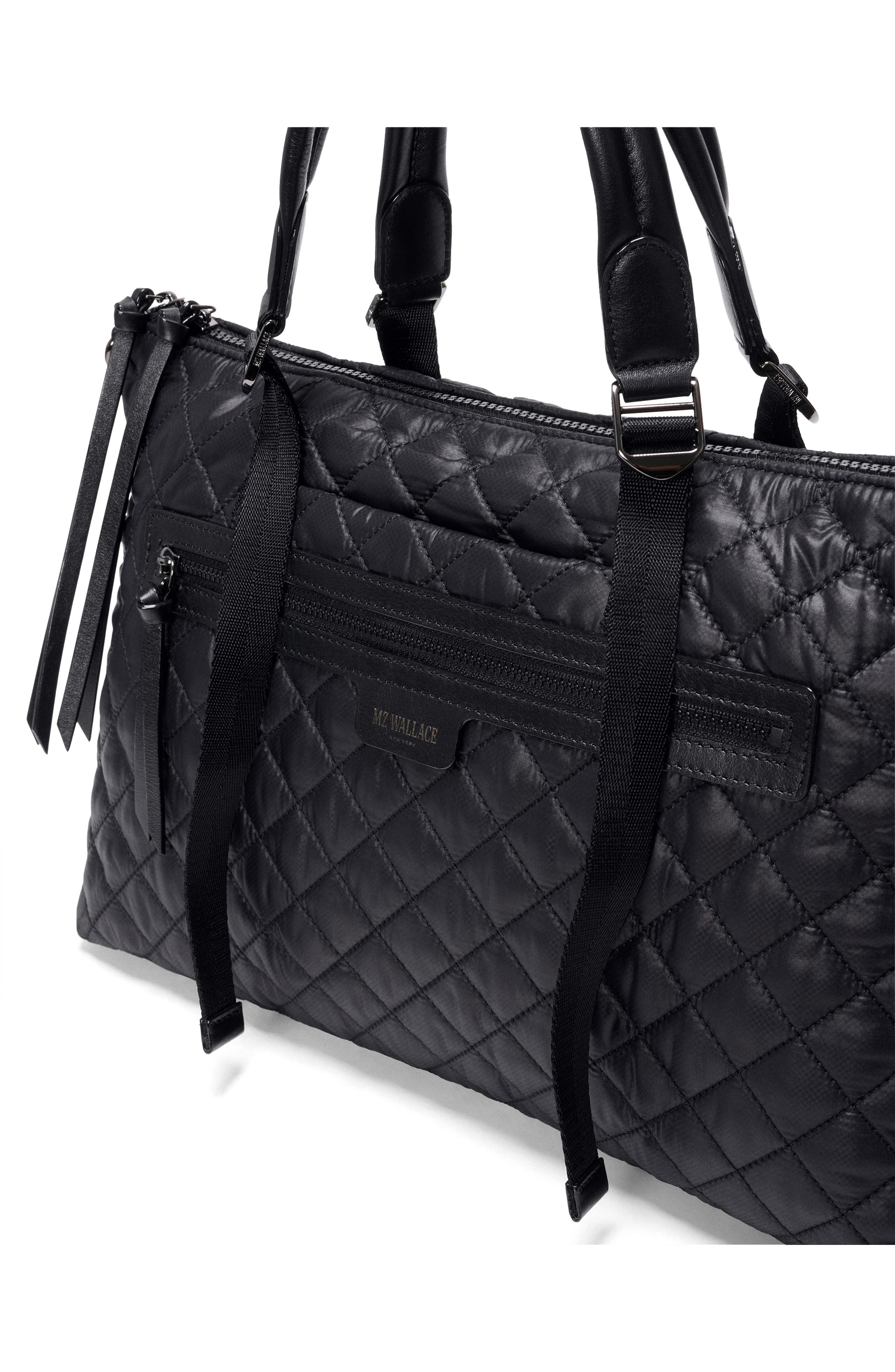MZ Wallace Medium Park Quilted Nylon Satchel, Alternate, color, Black