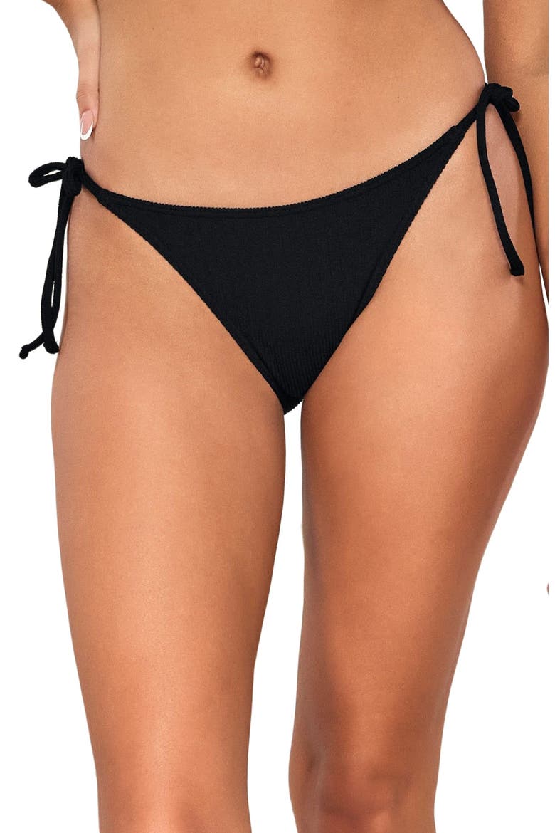 Taryn Tie Side Bikini Swim Bottoms, Alternate, color, Black Pacifica