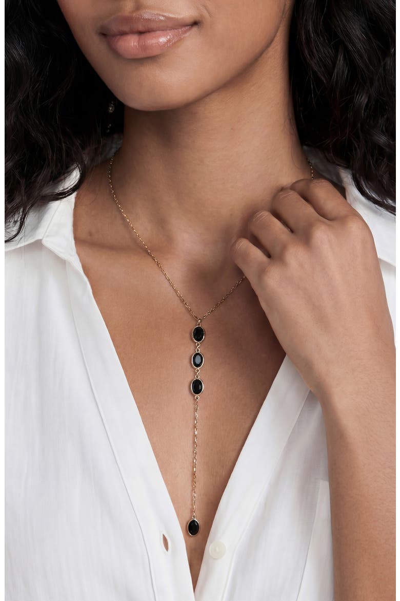 Sparkle Dip Y-Necklace, Alternate, color, BLACK