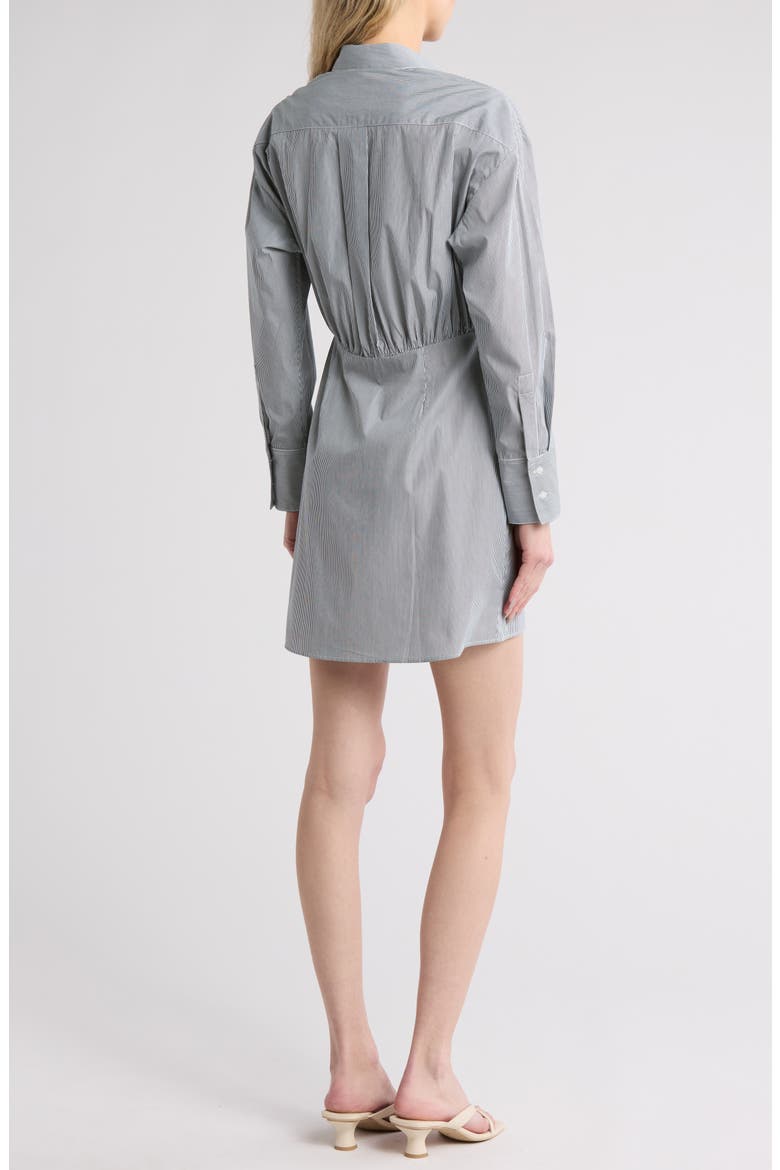 Devon Pinstripe Shirtdress, Alternate, color, WHITE / HUNTER GREEN
