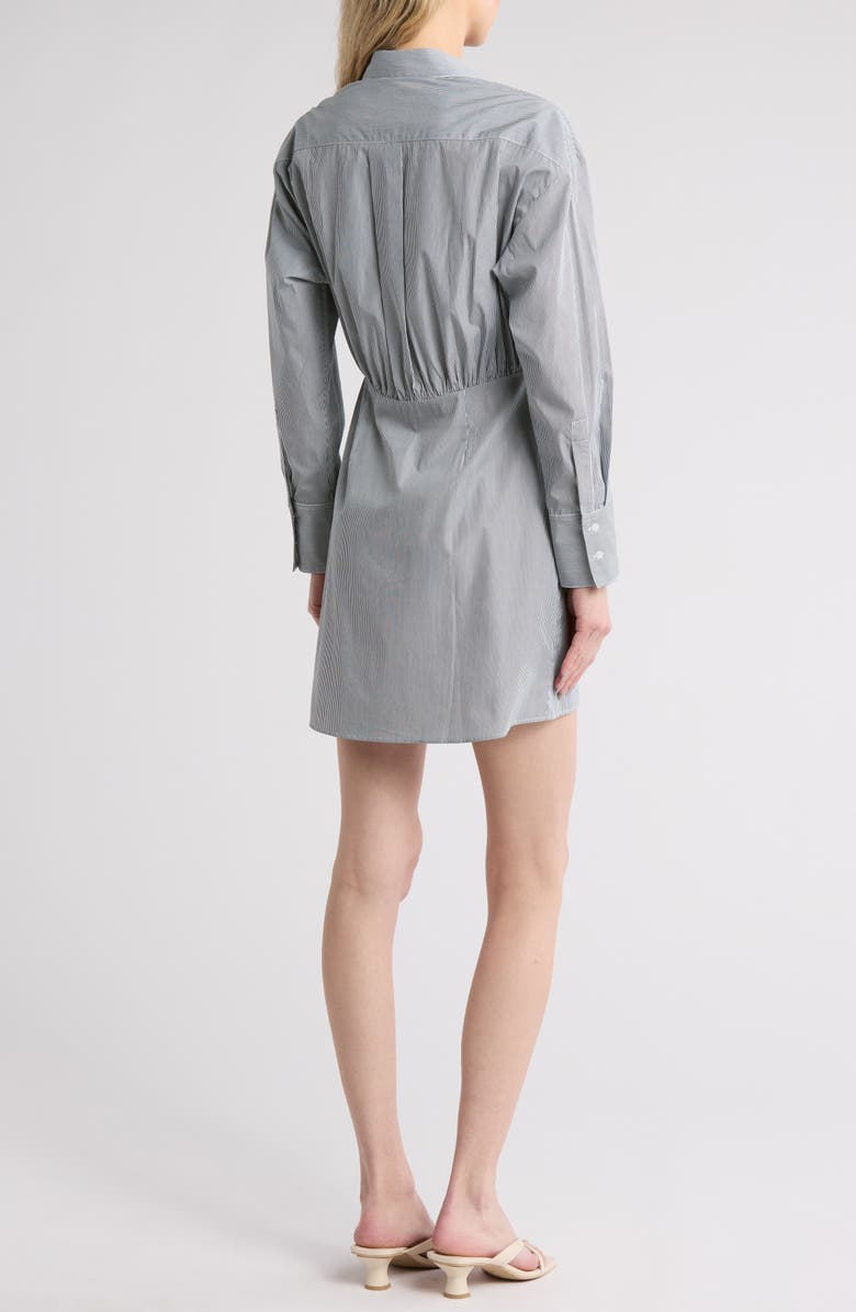 TWP Devon Pinstripe Shirtdress, Alternate, color, White / Hunter Green