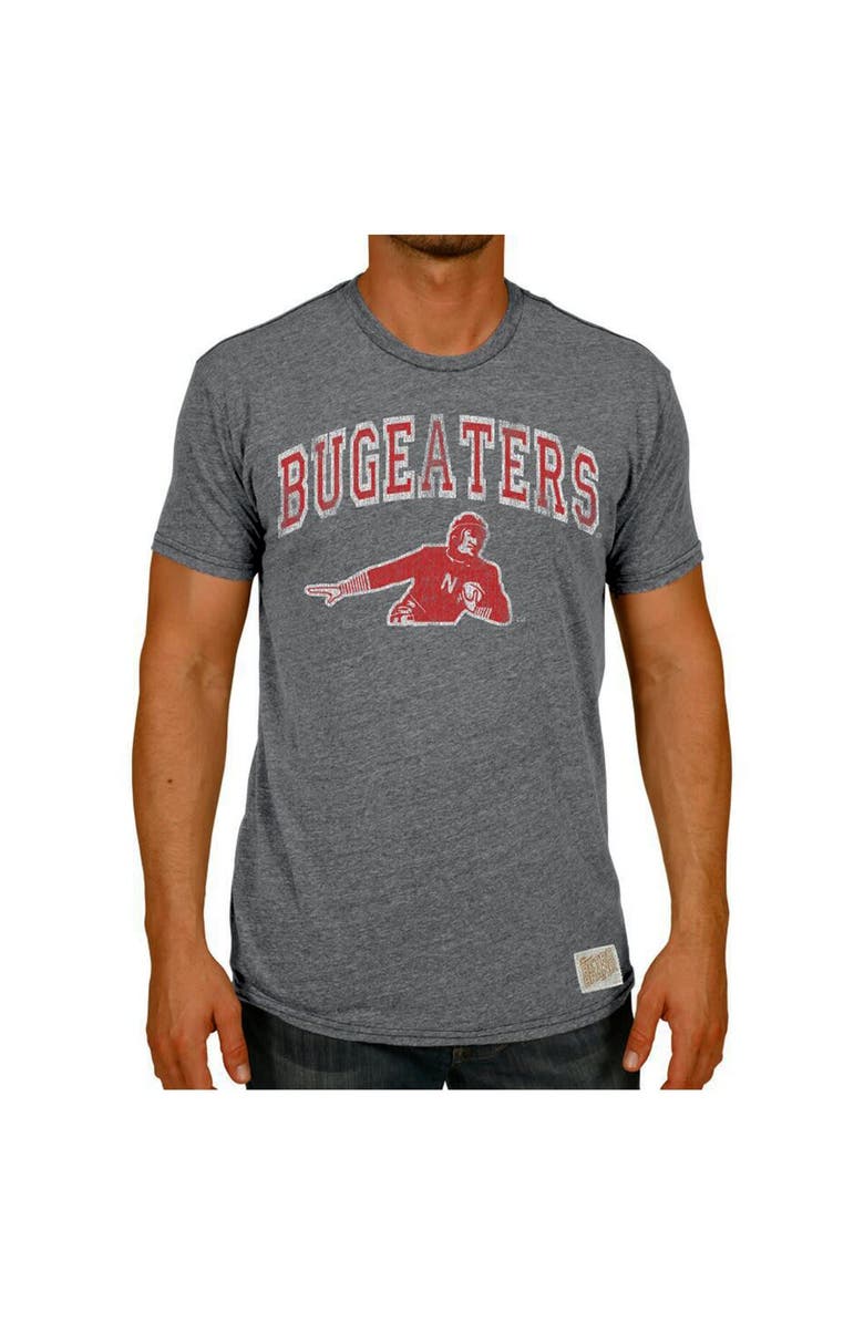 Retro Brand Men's Original Retro Brand Heather Gray Nebraska Huskers Vintage Bugeaters Tri-Blend T-Shirt, Main, color, 