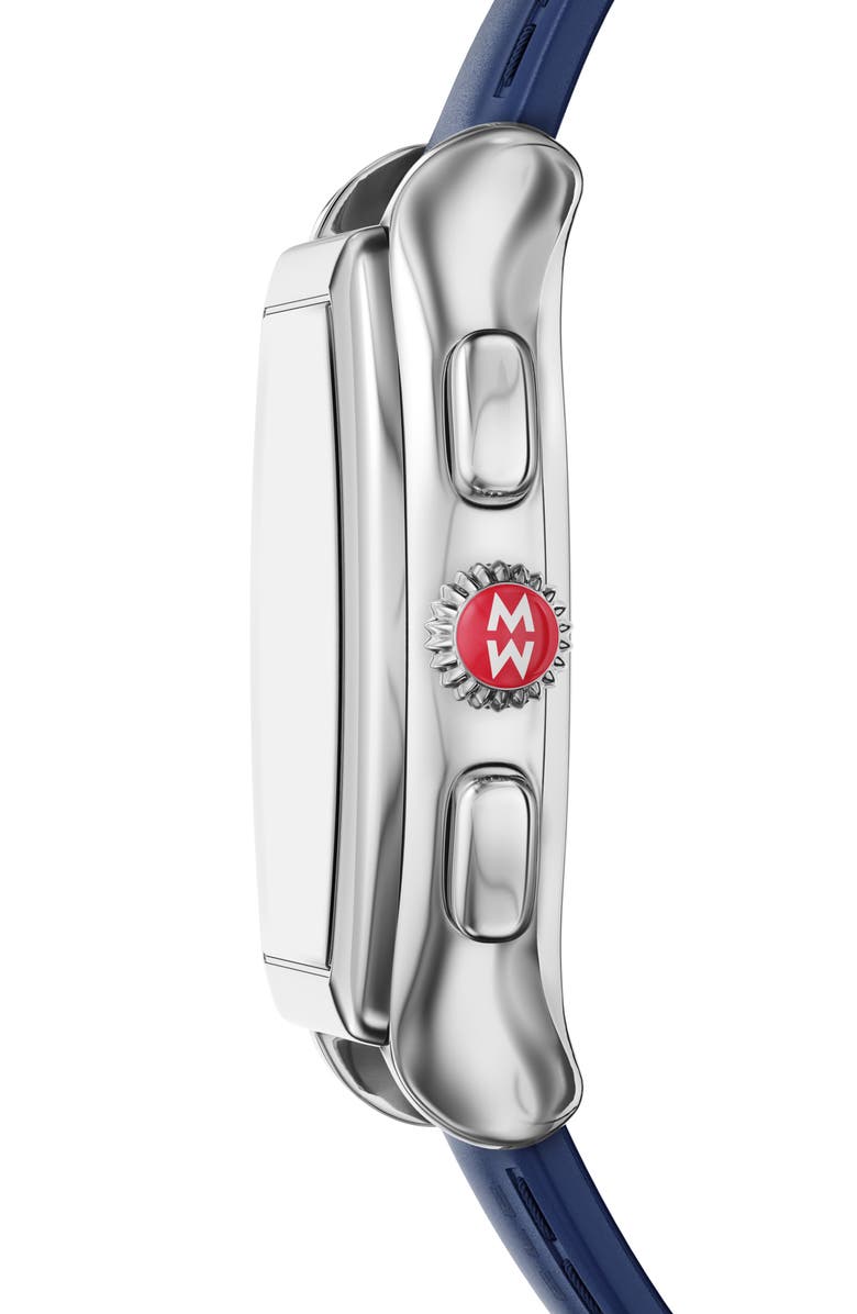 MICHELE Releve Sport Silicone Strap Watch, 35mm, Alternate, color, Silver