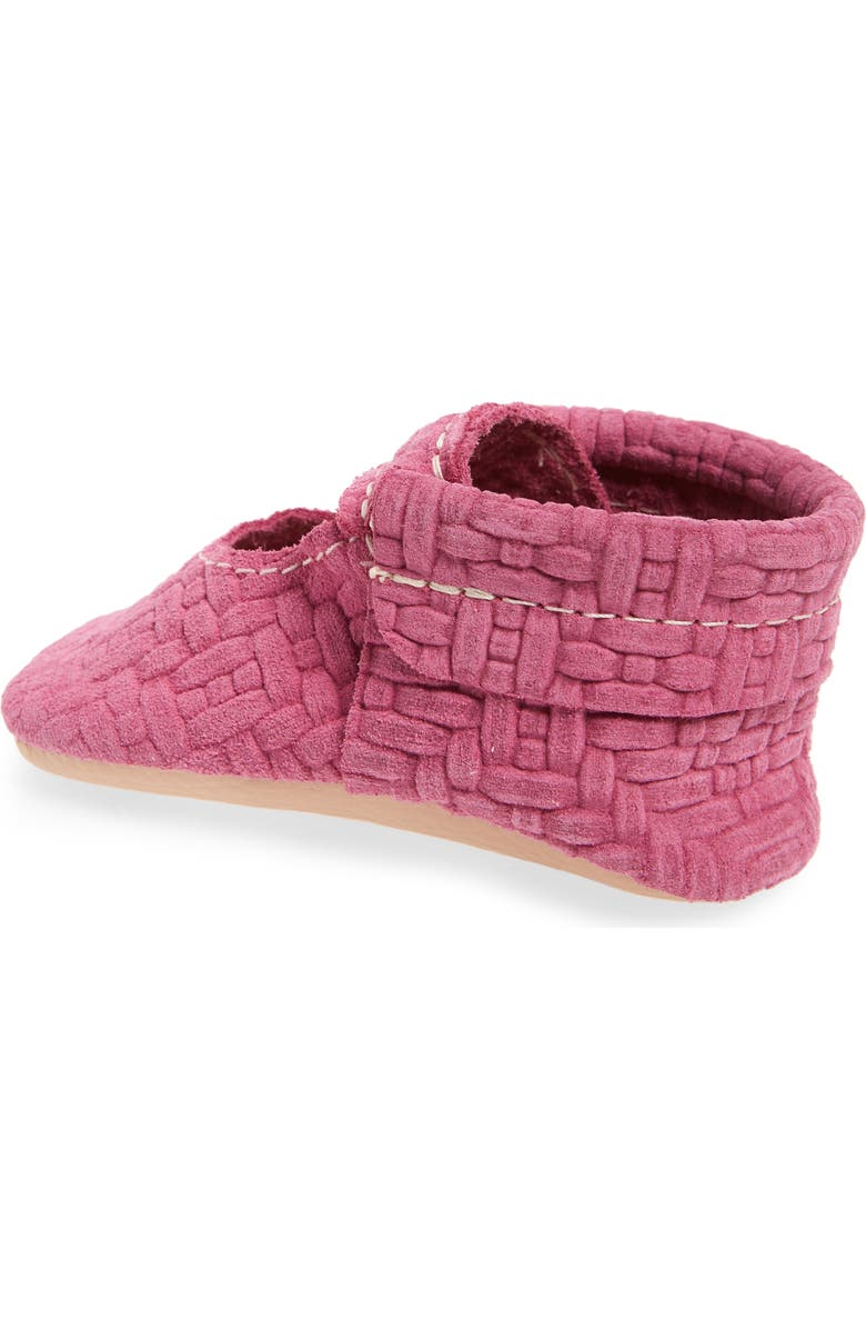 Freshly Picked Pink Lemonade Embossed Leather Crib Shoe, Alternate, color,
