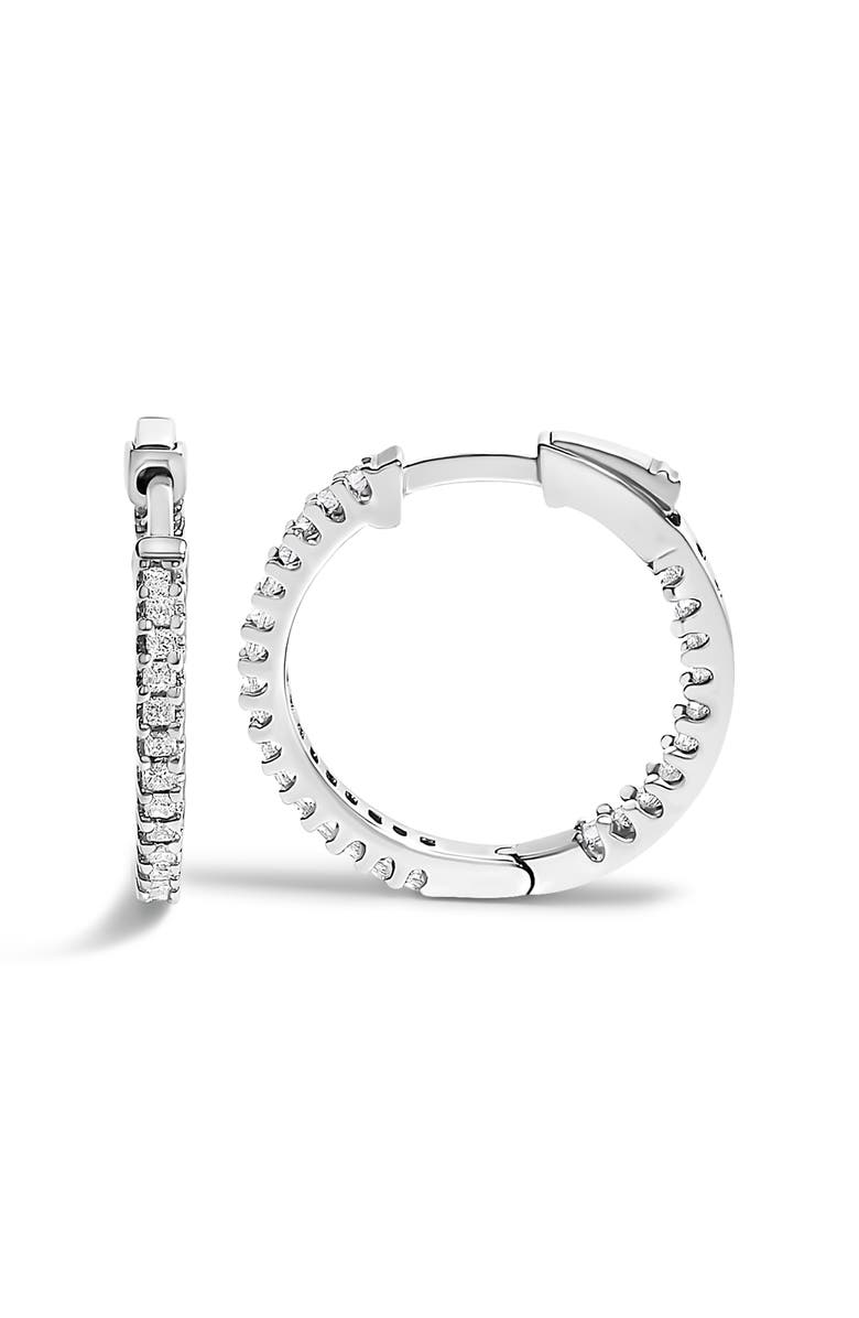 Haus of Brilliance Silver 1/2 Ct Princess Diamond Inside Out Hoop Earrings, Alternate, color, White