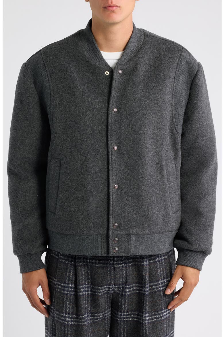 Mercer Felted Wool Blend Varsity Bomber Jacket, Alternate, color, STORM GRAY