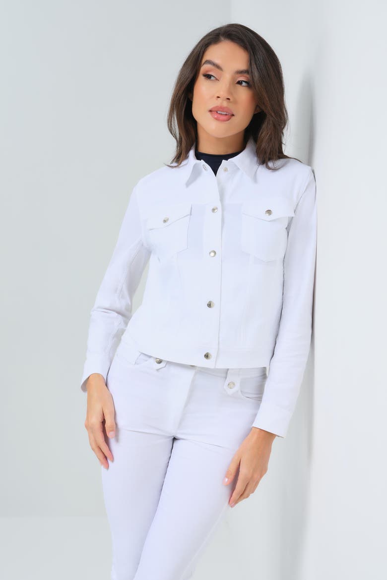 Delilah Performance Cotton Trucker Jacket, Main, color, White