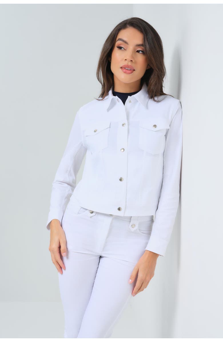 Anatomie Delilah Performance Cotton Trucker Jacket, Main, color, White
