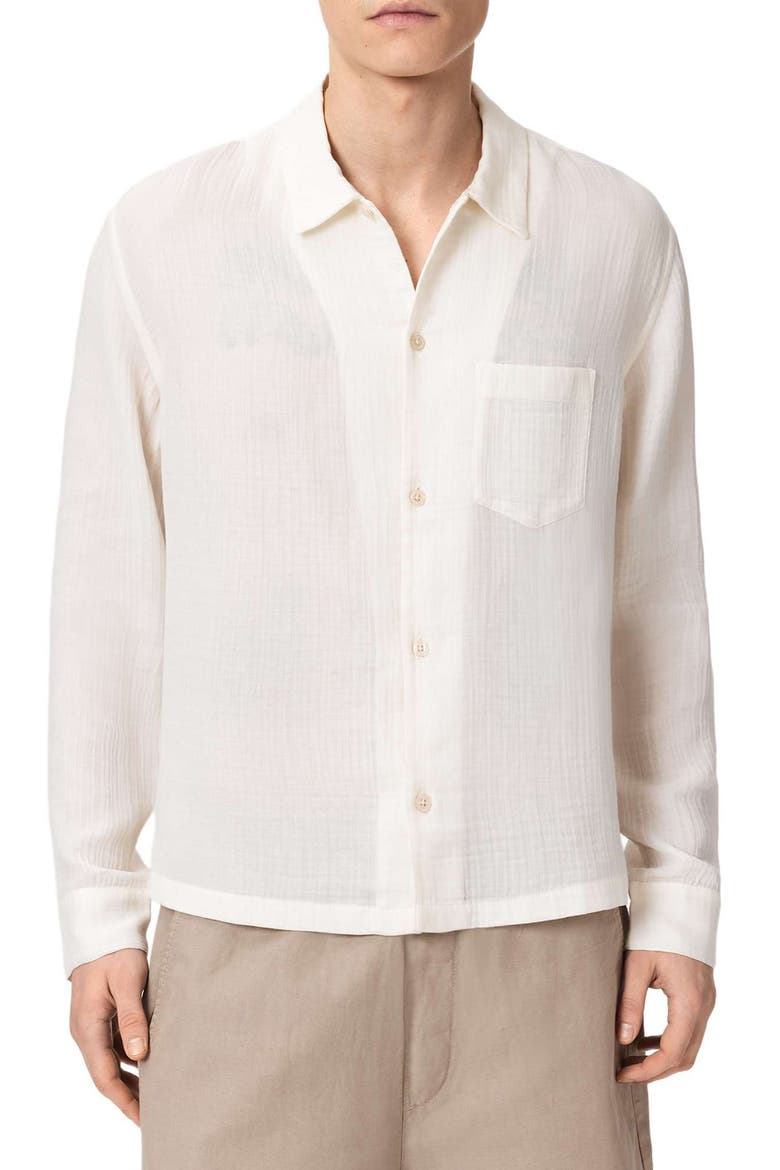 Bale Cotton & Lyocell Button-Up Shirt, Main, color, ECRU WHITE