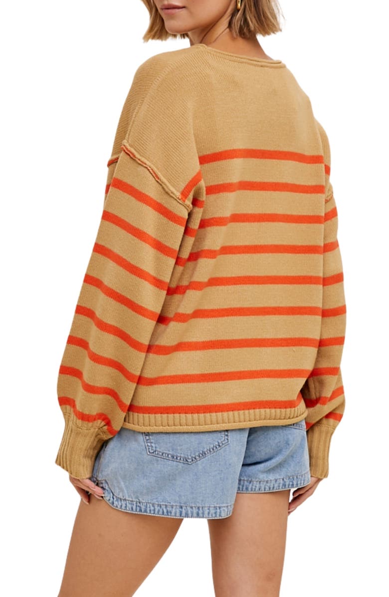 WISHLIST Stripe Knit Sweater, Alternate, color, Taupe/ Coral
