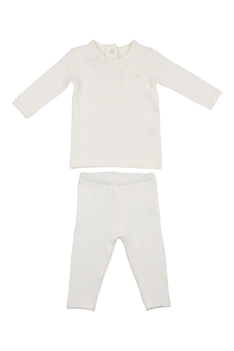 Quilted Waffle Stretch Cotton Shirt & Leggings Set, Main, color, IVORY