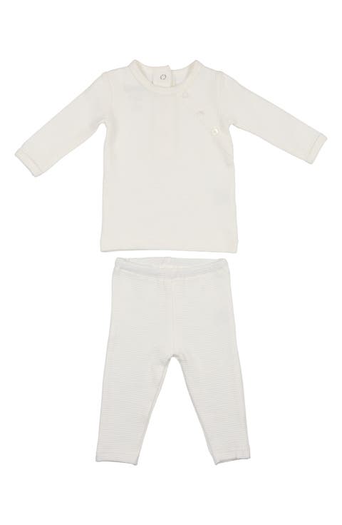 Quilted Waffle Stretch Cotton Shirt & Leggings Set (Baby)