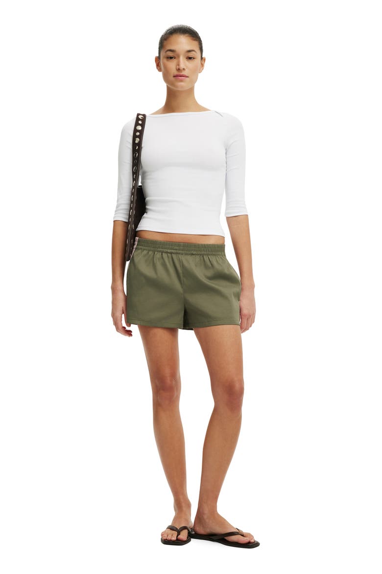 Women's Nyla Woven Sport Short, Alternate, color, Khaki Babydoll Pink Stripe
