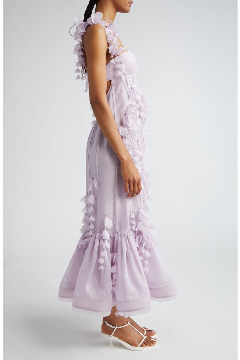 Petals Linen & Silk Corset Gown, Alternate, color, LILAC