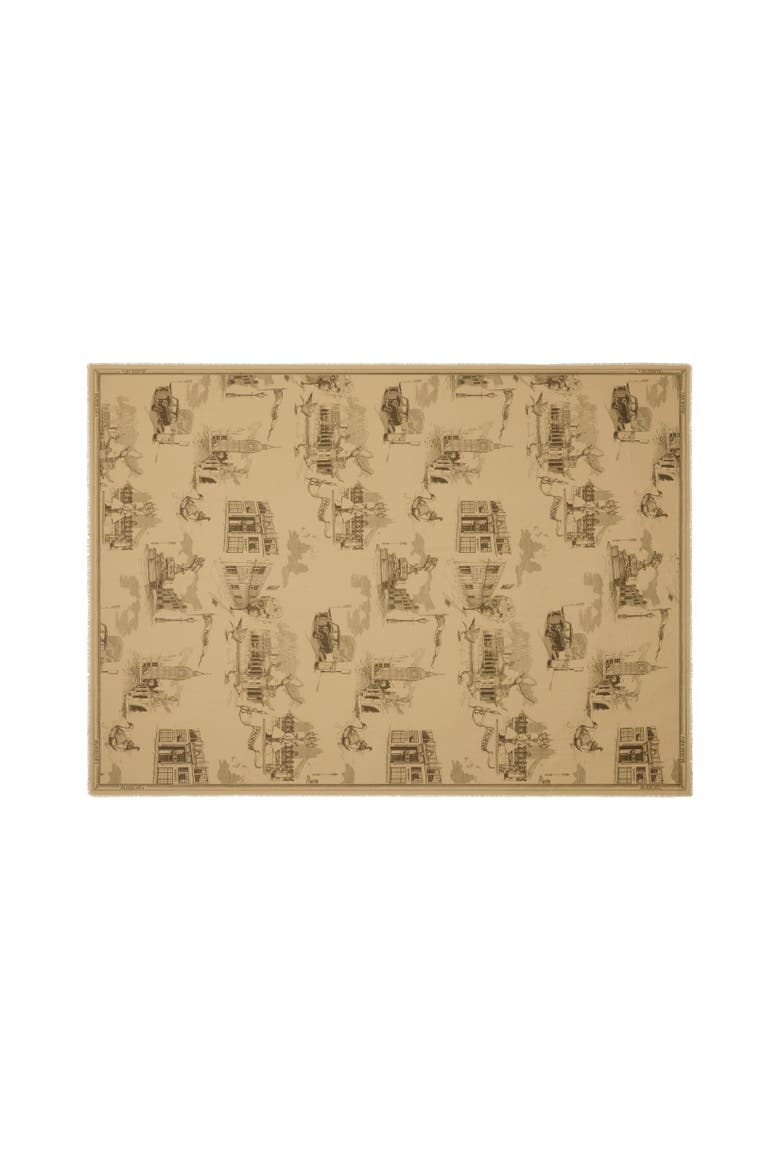 London Landmarks Wool Silk Scarf, Alternate, color, Sand beige