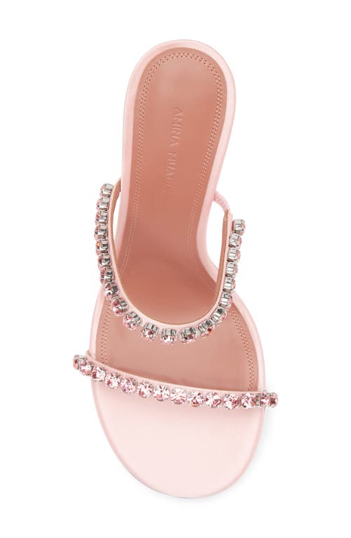 Shop Amina Muaddi Gigi Crystal Strap Sandal In Satin Pink/crystal Buckle