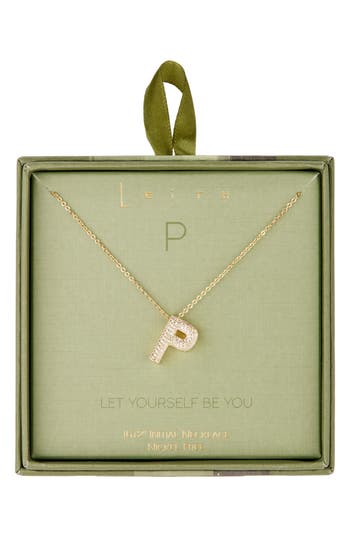 Leith Pavé Cubic Zirconia Initial Pendant Necklace In Gold