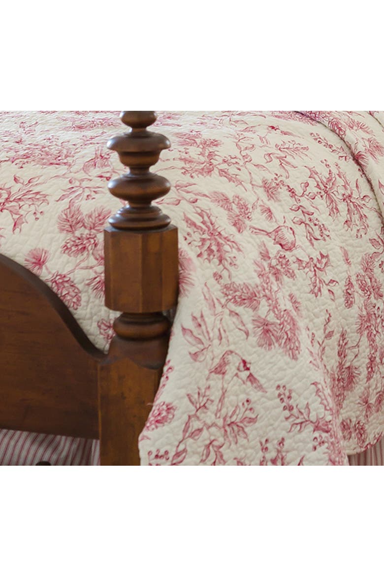 Evergreen Toile Cotton Quilt Set  - Reversible and Machine Washable, Alternate, color, Red