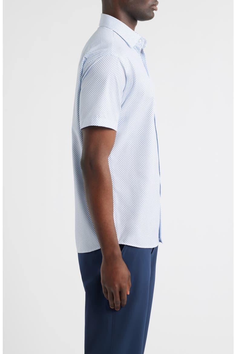 Cecil Microprint Short Sleeve Performance Poplin Button-Up Shirt, Alternate, color, CLOUDY BLUE