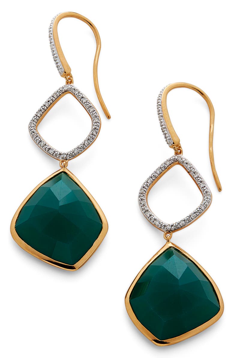 Monica Vinader Siren Green Onyx Drop Earrings, Main, color,