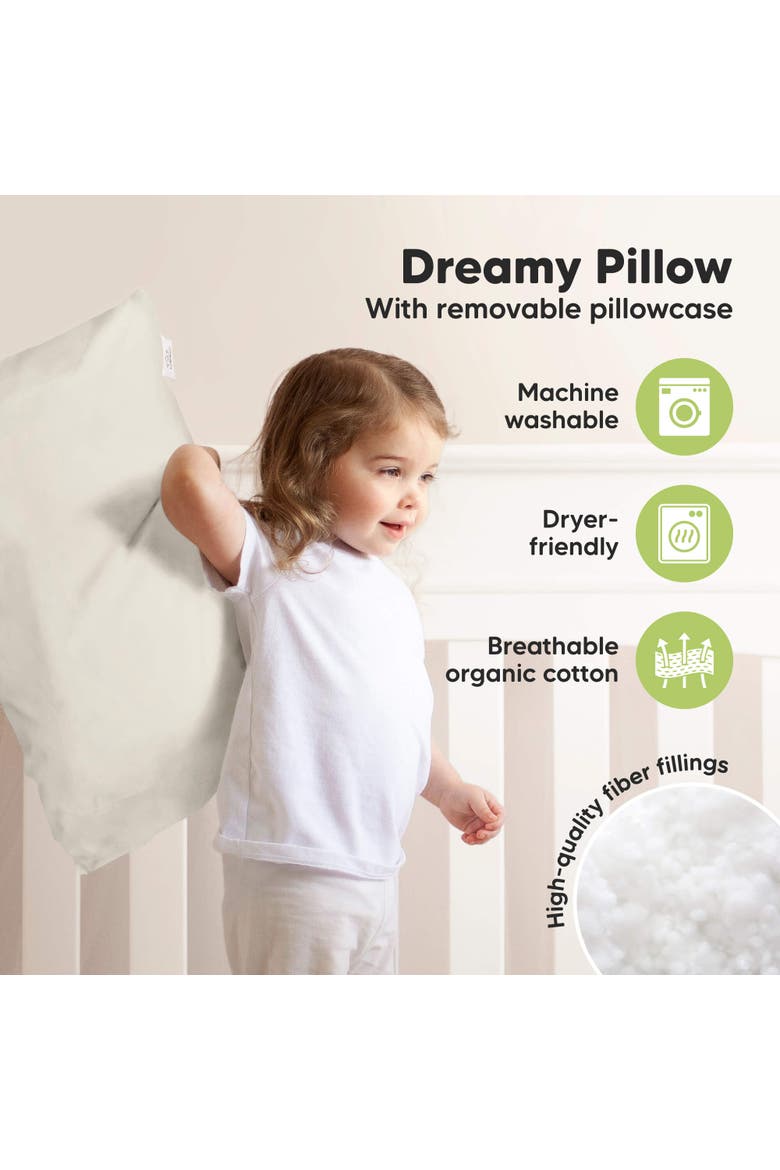 Jumbo Toddler Pillow with Pillowcase, Alternate, color, Clay