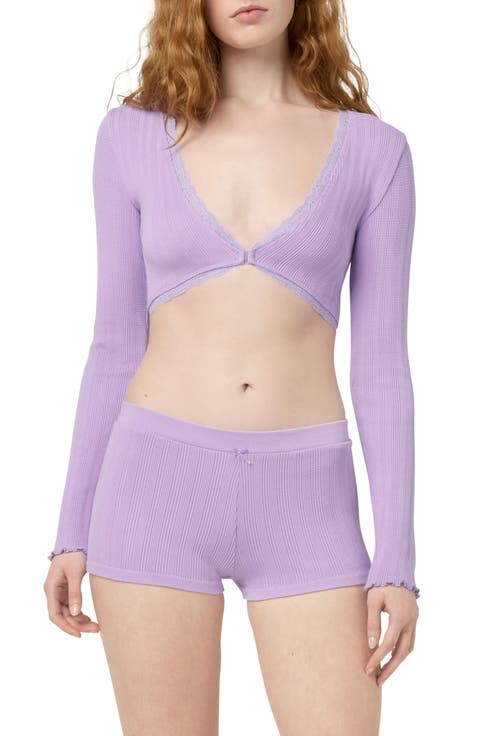 Pointelle Lace Crop Top