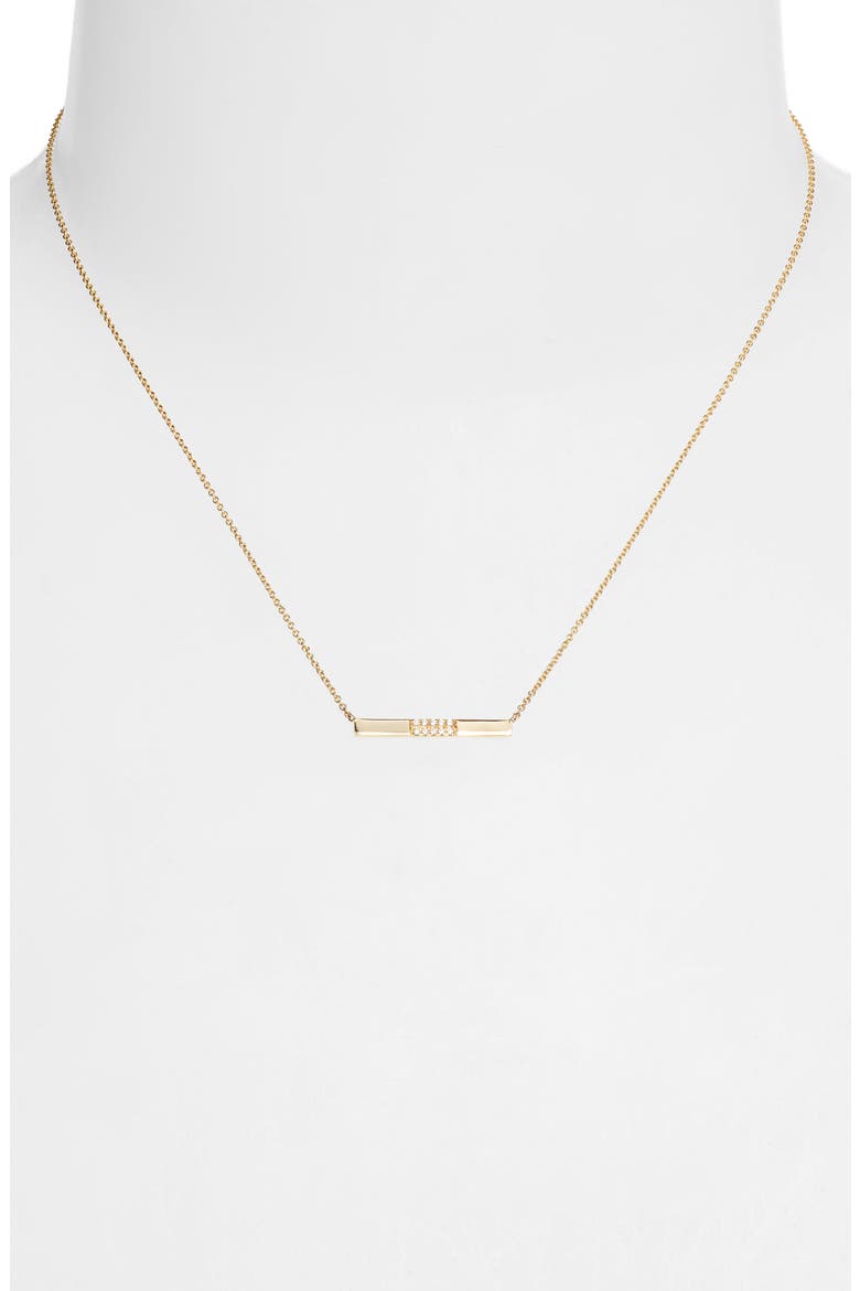Diamond Bar Pendant Necklace (Nordstrom Exclusive), Alternate, color, GOLD/ DIAMOND