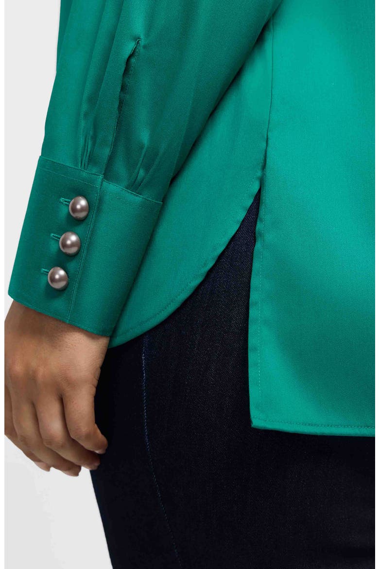 Pearly Bead Button-Up Shirt, Alternate, color, EMERALD