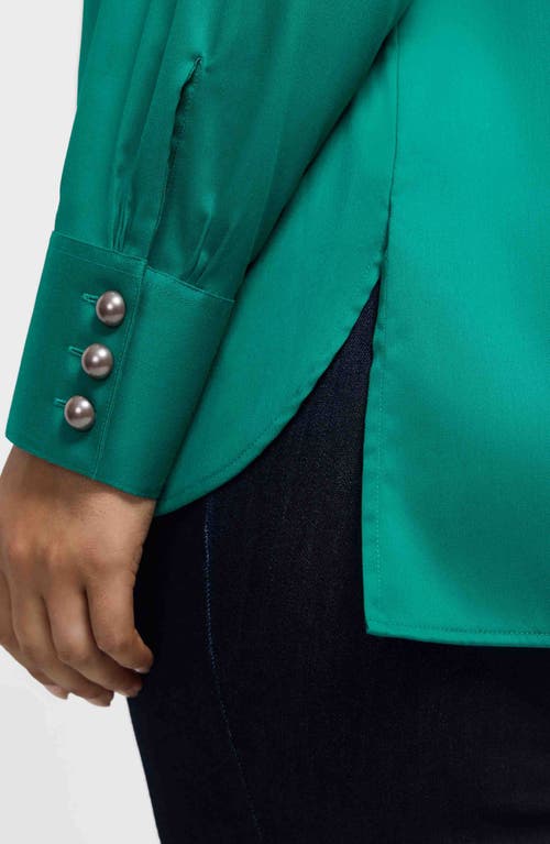 Foxcroft Pearly Bead Button-up Shirt In Green
