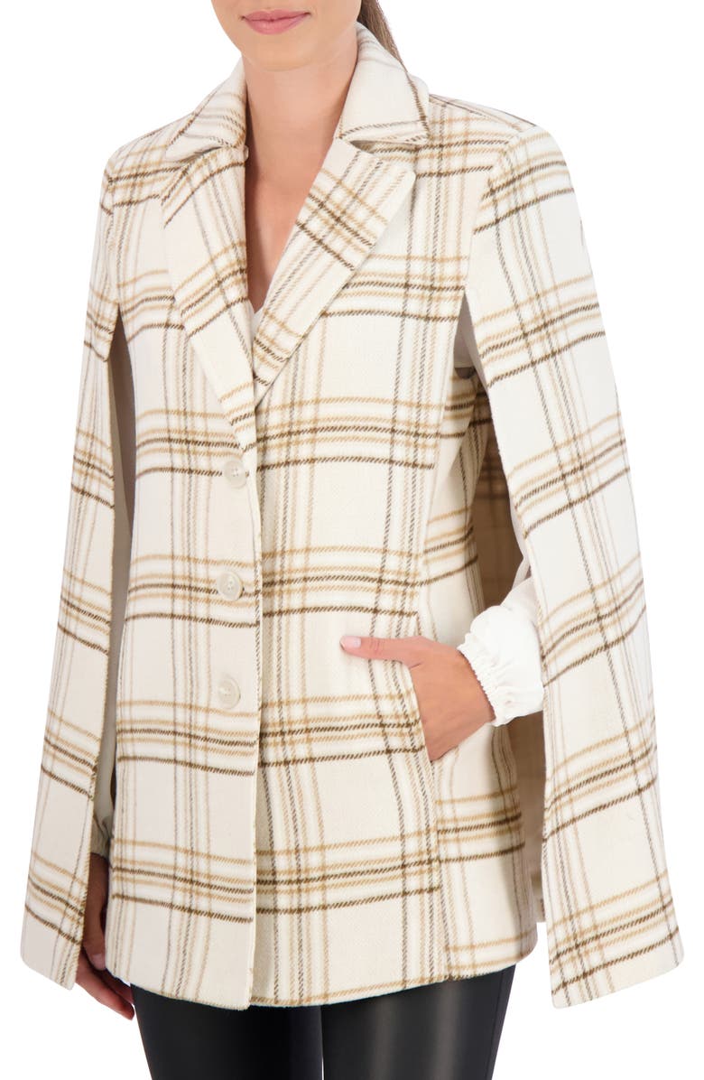 Ookie & Lala Plaid Cape Coat, Alternate, color, Beige/ Brown