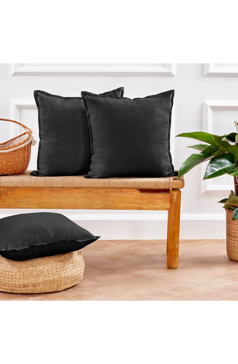 Solino Home Linen Pillow Cover Case with Invisible Zipper - Santa Barbara, Cushion Cover for Couch, Bed, Chair, Sofa Home Decor, Alternate, color, Black