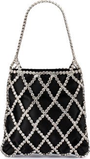 Olga Berg Kit Crystal Cage Satin Evening Bag