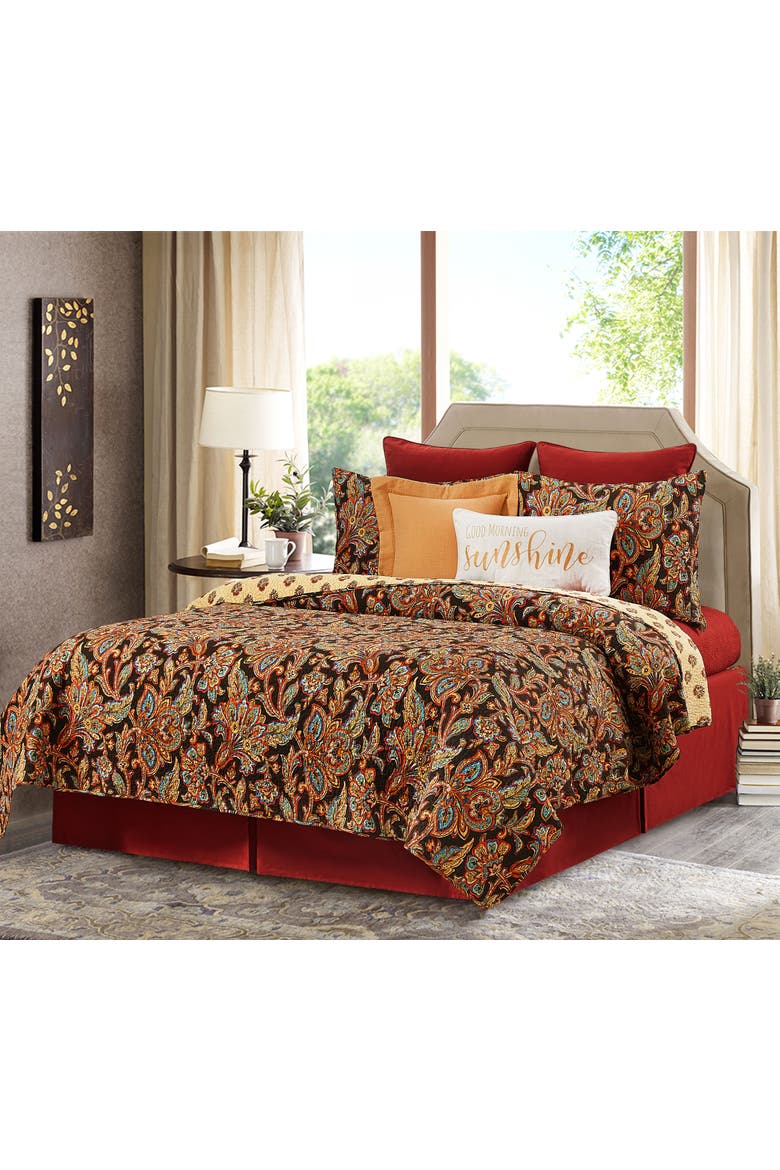 Dorothy Quilt Set All Seasons Bedroom Bedding Machine Washable Reversible Coverlet Décor Decoration, Main, color, Red
