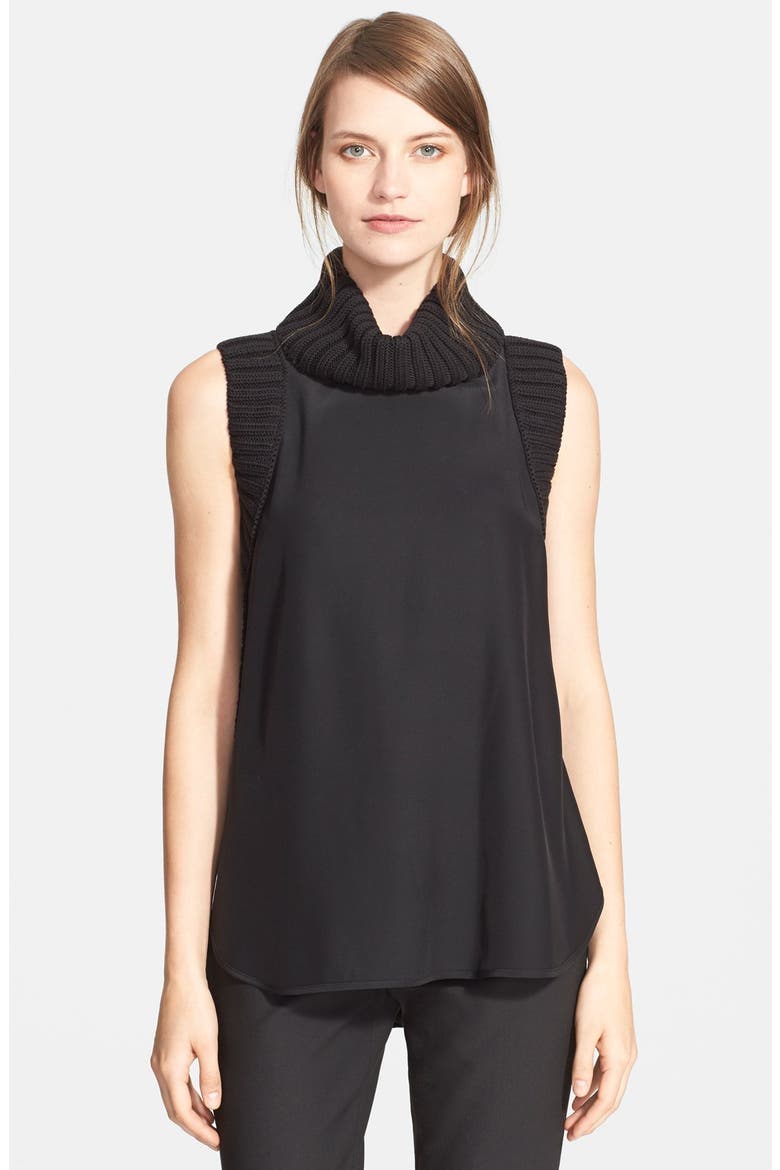 'Tivi' Sleeveless Silk Top, Main, color, BLACK/BLACK