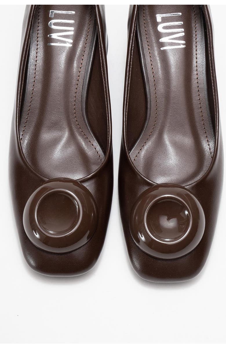 Prologue Shoes Mila Buckle Square Toe Block Heel Pump, Alternate, color, Brown