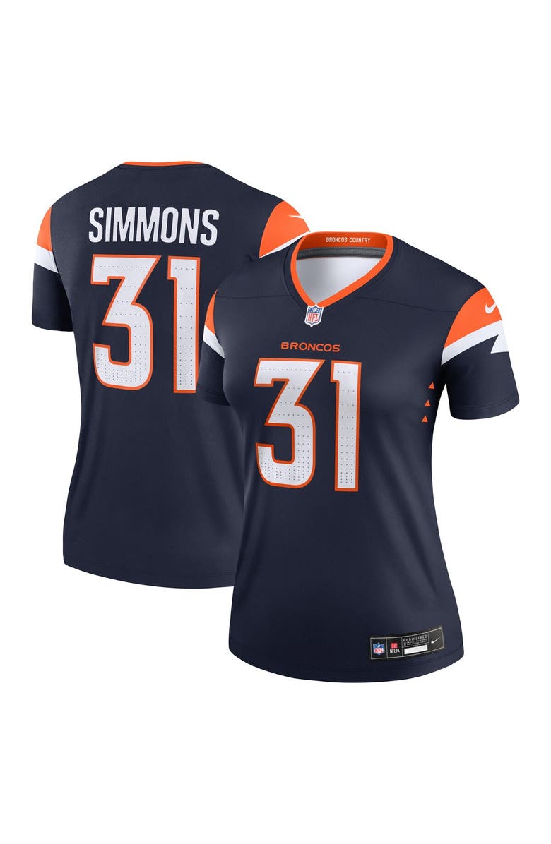 Nike Women's Nike Justin Simmons  Navy Denver Broncos Alternate Legend Player Performance Top, Main, color, 