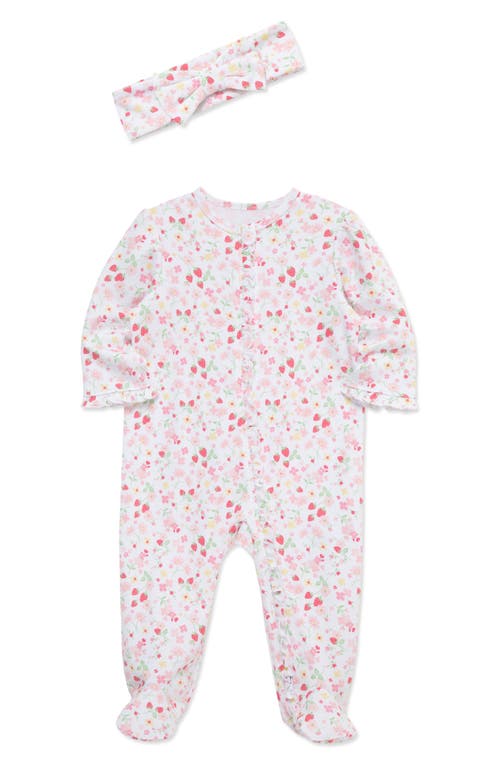 Shop Little Me Berry Floral Cotton Footie & Headband Set