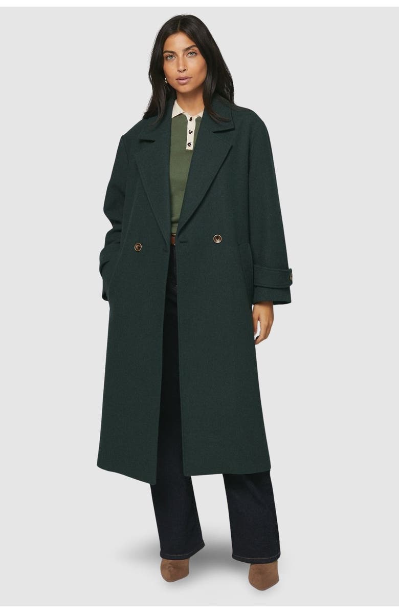 Wallis Double Breasted Car Coat, Alternate, color, Green