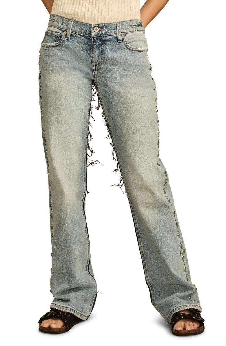 Lucky Brand Gold Rush Legend Studded Fringe Straight Leg Jeans, Main, color, 
