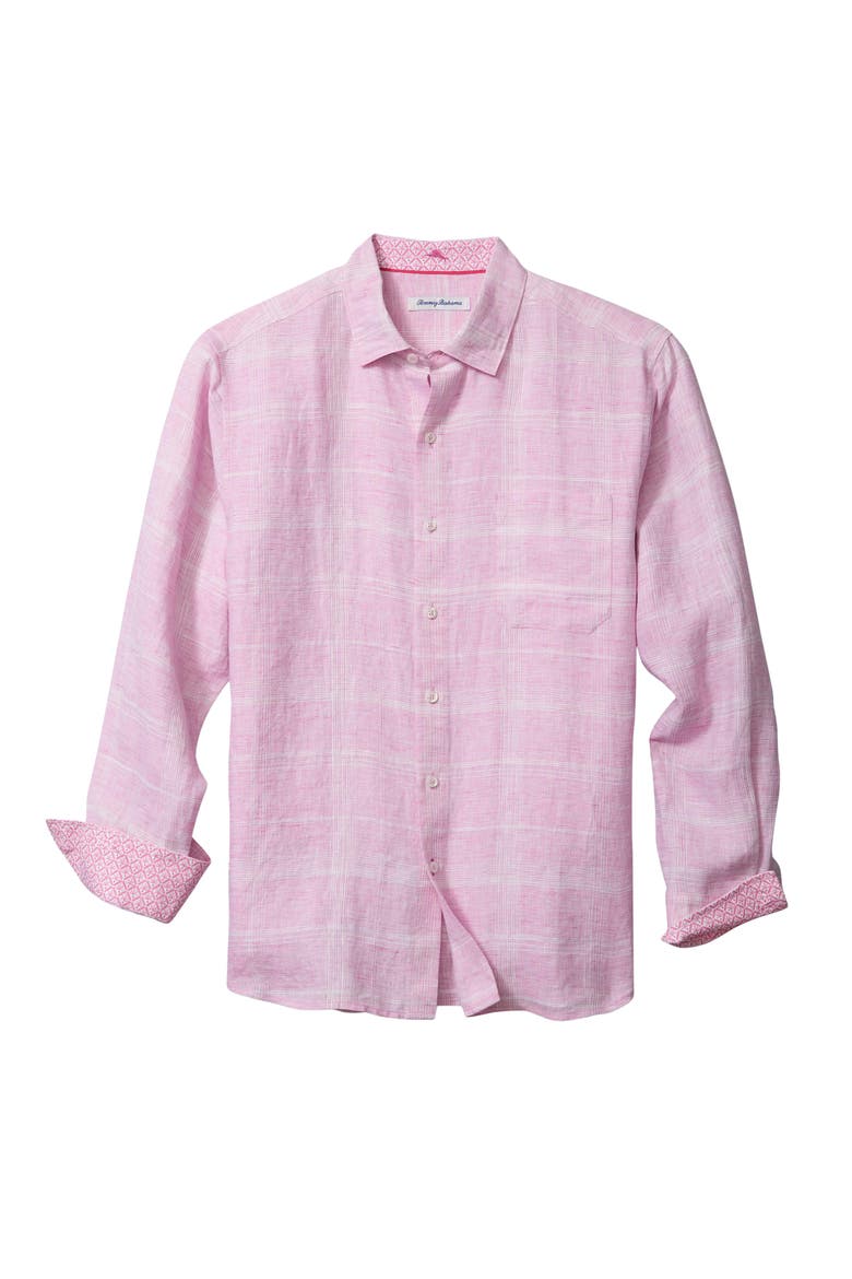 Paradiso Plaid Button-Up Shirt, Alternate, color, PINK CORSAGE