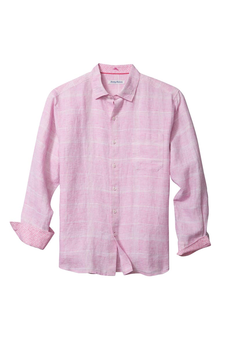 Tommy Bahama Paradiso Plaid Button-Up Shirt, Alternate, color, Pink Corsage