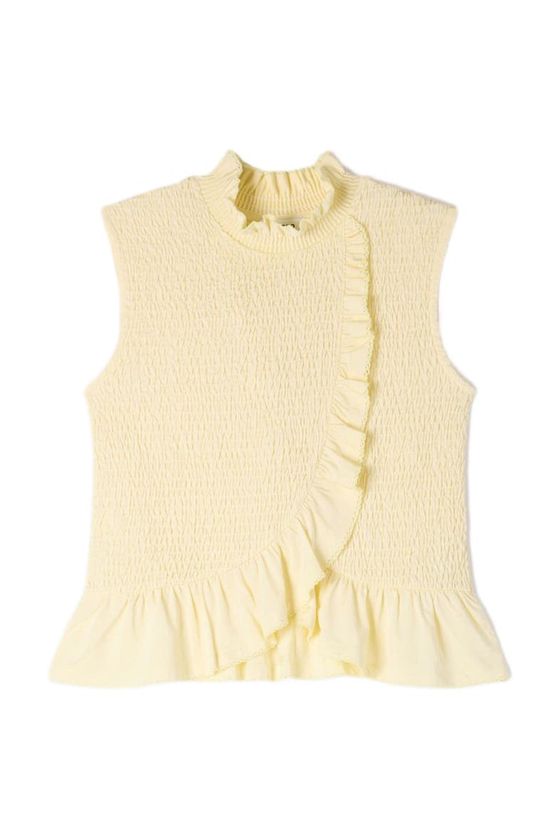 Ruffled smocked top, Alternate, color, Light yellow