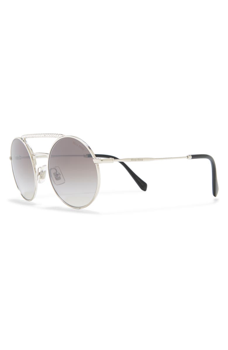 Miu Miu 50mm Round Crystal Embellished Aviator Sunglasses, Alternate, color,