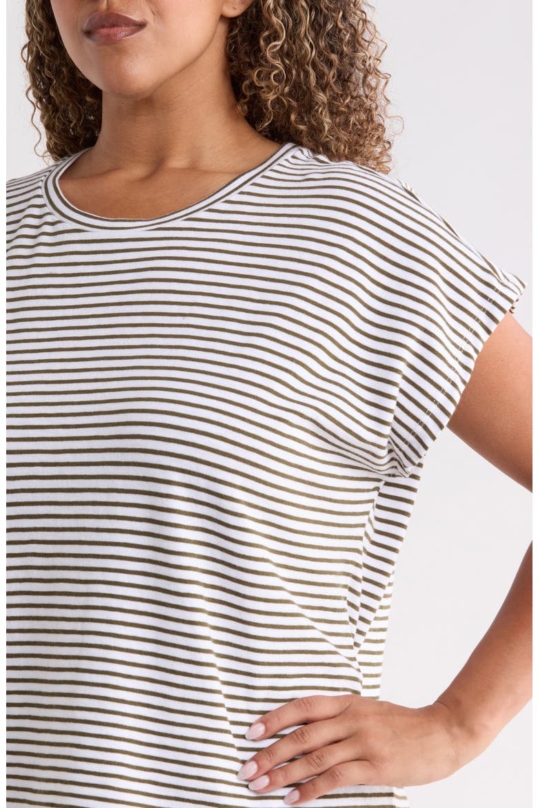 Stripe Crewneck Organic Cotton Top, Alternate, color, OLIVE